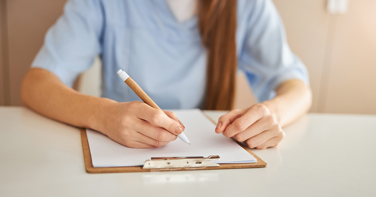 Assessment tool helps track malnutrition in pediatric patients with ESKD Qualified medical worker writing notes on paper