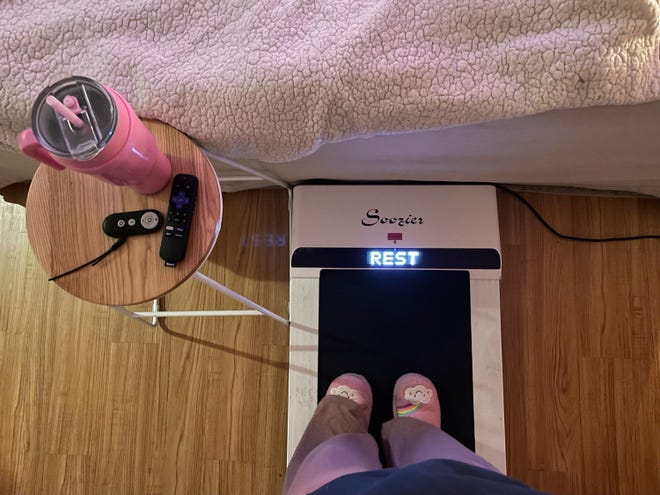 What is ‘cozy cardio’? Social media’s latest at-home workout trend Hope Zuckerbrow, founder of the cozy cardio wellness movement, shows her workout set-up, including a walking pad, smoothie and remote control for watching television. (Hope Zuckerbrow via AP) ORG XMIT: NYCL402