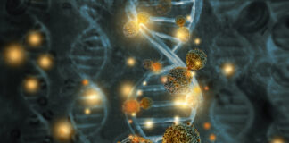 Behind The Breakthroughs: Weaving Genomic Profiling Across Cancer Care Cancer cells on scientific background.3d illustration