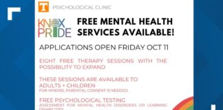 Knox Pride taking applications for free mental health care with UT Psychological Clinic Knox Pride taking applications for free mental health care with UT Psychological Clinic