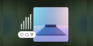 11 Health and Wellness Trends Shaping the Industry (2025) An image depicting a social media interface with symbols of popularity and engagement, promoting a yoga mat on a serene blue and green gradient.