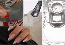 Diet Coke Nails Are the Manicure Trend All Over TikTok diet coke nails art treatment in a grid format